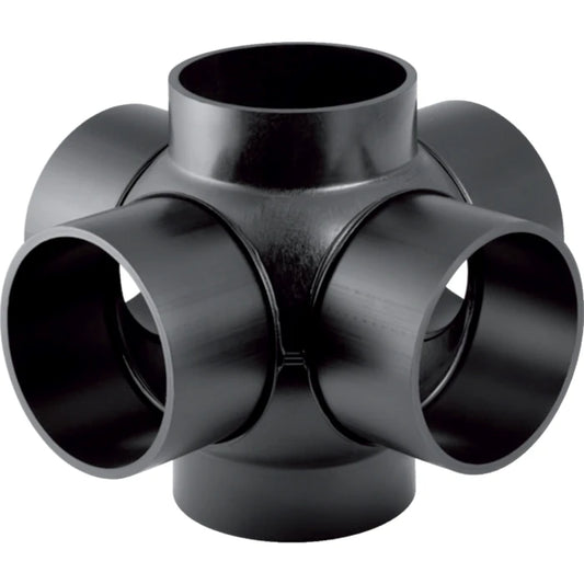 Geberit HDPE quadruple branchball 88.5 deg, connections 90 deg offset