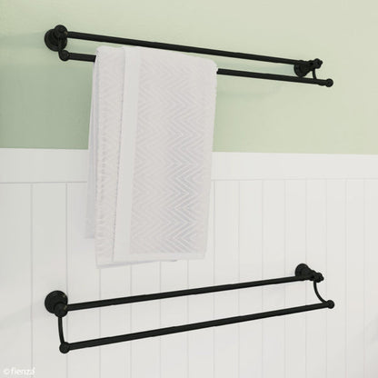 LILLIAN Matte Black 800mm Adjustable Double Towel Rail