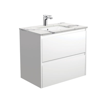 SARAH CALACATTA MARBLE AMATO 750 Satin White Vanity Wall Hung 1TH