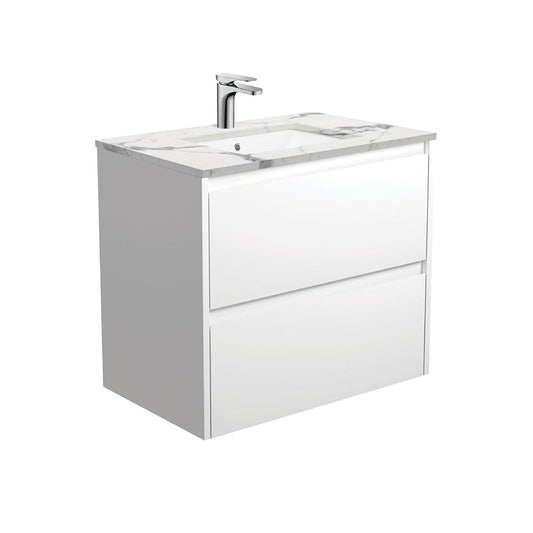 SARAH CALACATTA MARBLE AMATO 750 Satin White Vanity Wall Hung 1TH