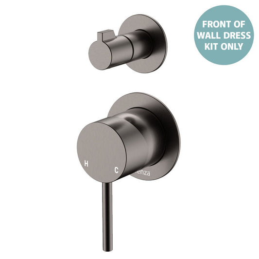 Kaya Wall Diverter Mixer Dress Kit, Small Round Plates, Gun Metal