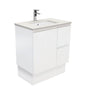 Sarah Roman Sand Undermount 750 Fingerpull Satin White Vanity on Kick
