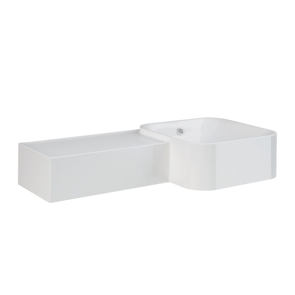 RAK Petit Square Wall Basin, Left Edge, No Tap Hole