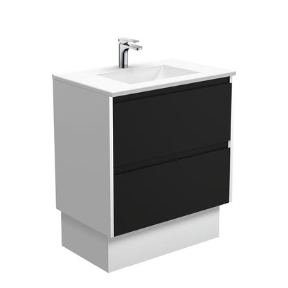 VANESSA AMATO 750 Matte Black Vanity with Matte White Panels and Kick 1TH