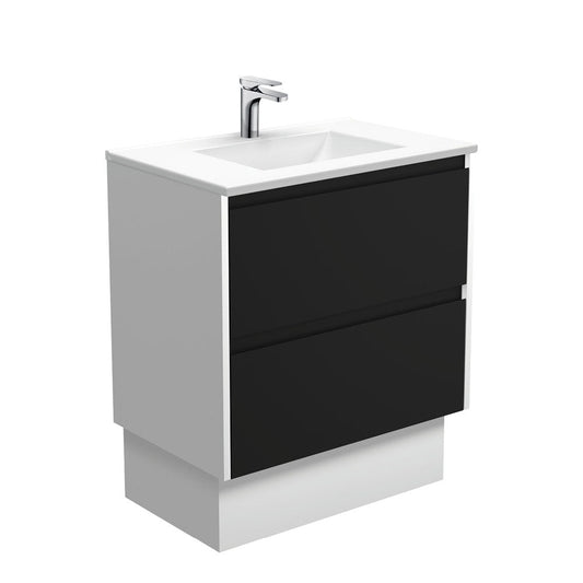 VANESSA AMATO 750 Matte Black Vanity with Matte White Panels and Kick 1TH