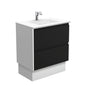 VANESSA AMATO 750 Matte Black Vanity with Matte White Panels and Kick 1TH
