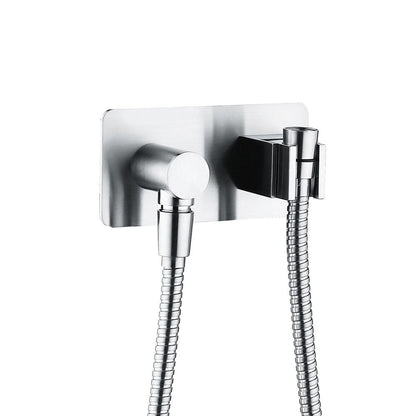 Universal Hand Shower Bracket & Hose, Soft Square Plate, Chrome