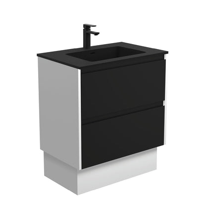 MONTANA AMATO 750 Matte Black Vanity with Matte White Panels and Kick 1TH