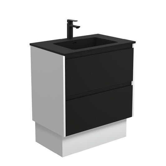 MONTANA AMATO 750 Matte Black Vanity with Matte White Panels and Kick 1TH