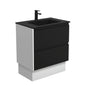 MONTANA AMATO 750 Matte Black Vanity with Matte White Panels and Kick 1TH