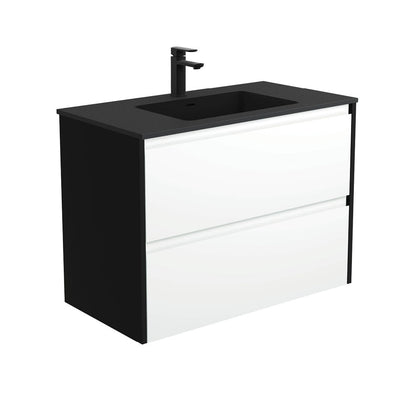 MONTANA AMATO 900 Matte White Vanity with Matte Black Panels Wall Hung 1TH