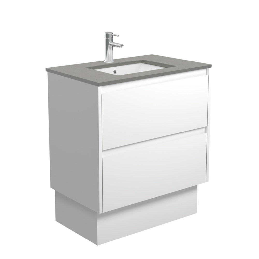 SARAH DOVE GREY AMATO 750 Satin White Vanity On Kick 1TH