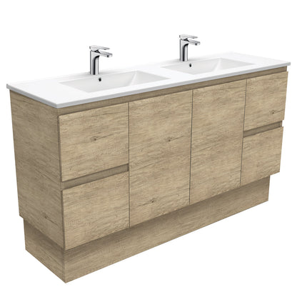 DOLCE Ceramic 1500 Edge SCANDI OAK Cab on Kick Double Bowl 1TH