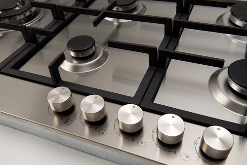 90cm 5 Burner Gas Cooktop  Left Hand Wok C.I.T Flame failure device