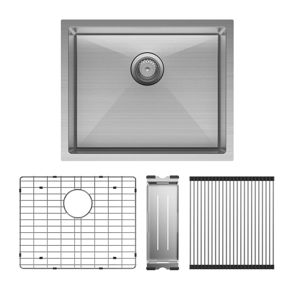 HANA Single Bowl Sink 40L Inc SS Colander Roller Protector Top/Undermount 550x450x200mm