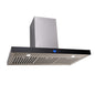 90cm Straight Island Canopy, Remote Control, 1000m3/h(TBC) LED Light x 4  Baffle filters