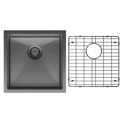 HANA Single Bowl Sink 32L Carbon Metal Inc Sink Protect Top/Undermount 450x450x200mm