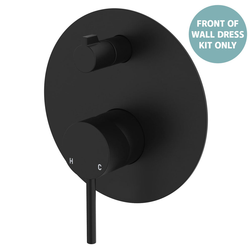Kaya Wall Diverter Mixer Dress Kit, Large Round Plate, Matte Black