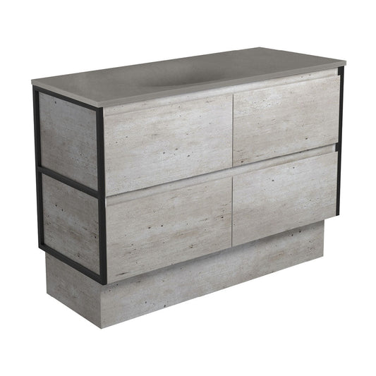 SATORI AMATO 1200 INDUSTRIAL Vanity with Satin Black Frames On Kick
