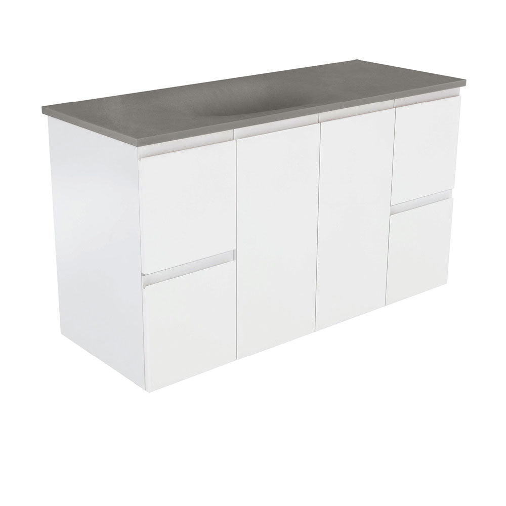 SATORI FINGERPULL 1200 Satin White Vanity Wall Hung