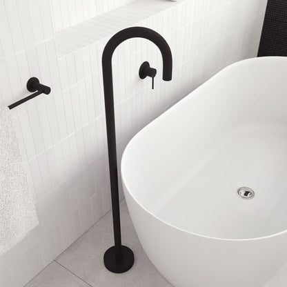 Gooseneck Floor Mounted Bath Outlet, Hustle Matte Black