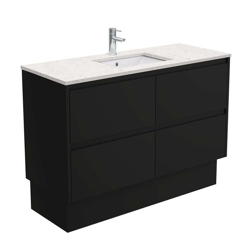 SARAH BIANCO MARBLE AMATO 1200 Satin Black Vanity On Kick 1TH