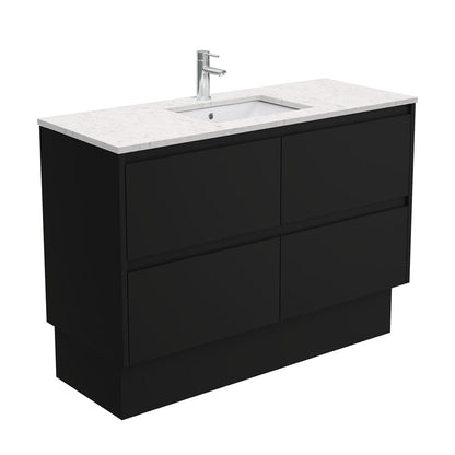 SARAH BIANCO MARBLE AMATO 1200 Satin Black Vanity On Kick 1TH