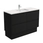 SARAH BIANCO MARBLE AMATO 1200 Satin Black Vanity On Kick 1TH