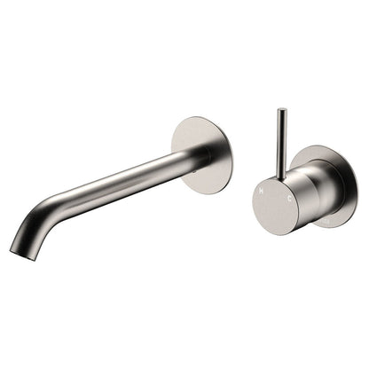 KAYA UP Basin/Bath Mixer 200mm Outlet Set Brush Nickel Round Plates