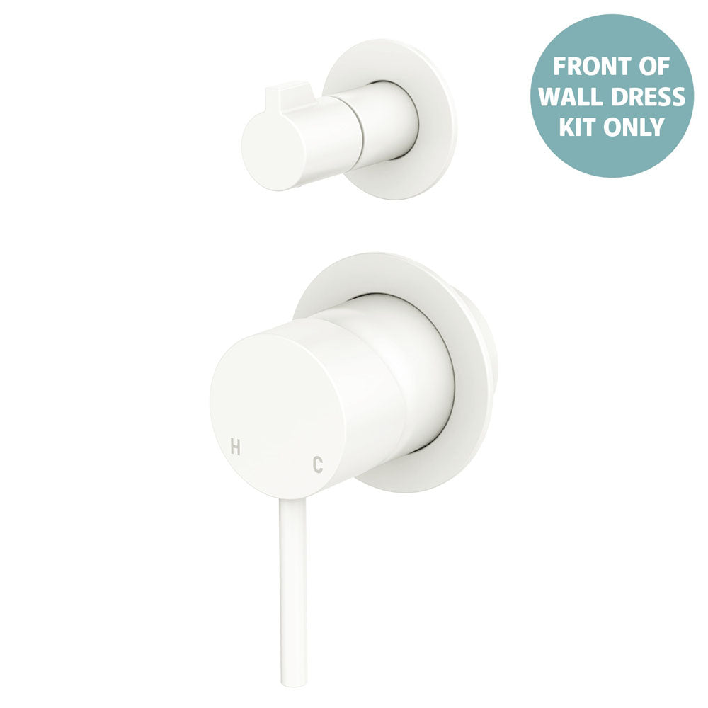Kaya Wall Diverter Mixer Dress Kit, Small Round Plates, Matte White