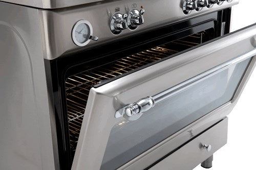 Royal Chiantishire, 90cm Cooker,  8 function elec Oven 5 Burner Recessed Gas Top Left WOK Large 109ltr gross,Analogue Clock, bottom storage