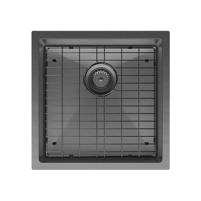 HANA Single Bowl Sink 32L Carbon Metal Inc Sink Protect Top/Undermount 450x450x200mm