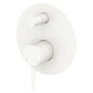 Kaya Wall Diverter Mixer, Large Round Plate, Matte White
