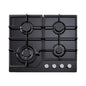 60cm 4 Burner Gas Cooktop + wok + Flame failure + Cast Iron trivets + Black Glass