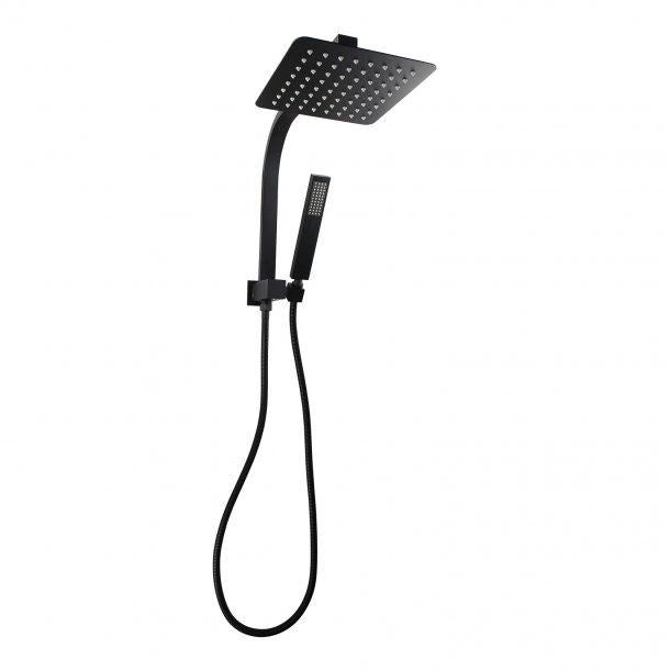 8'' Square Black Shower Station Top Water Inlet