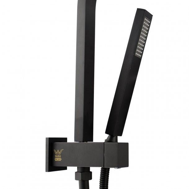 8'' Square Black Shower Station Top Water Inlet