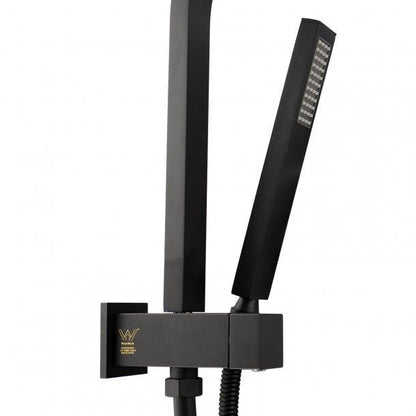 8'' Square Black Shower Station Top Water Inlet