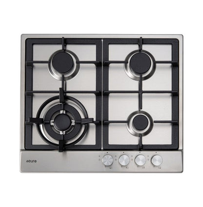 60cm 4 Burner Gas  Cooktop  + Wok burner + Cast + Front knobs + FFD