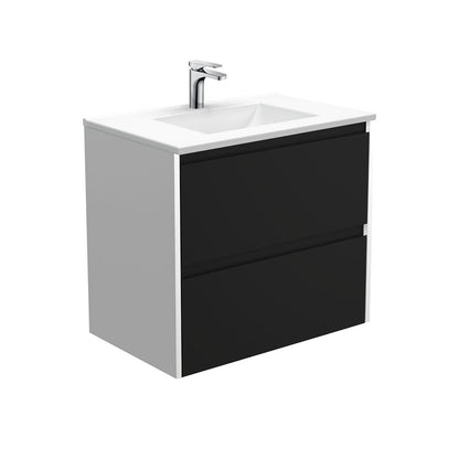 VANESSA AMATO 750 Matte Black Vanity with Matte White Panels Wall Hung 1TH