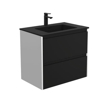 MONTANA AMATO 750 Matte Black Vanity with Matte White Panels Wall Hung 1TH