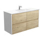 VANESSA AMATO 1200 SCANDI OAK Vanity with Matte White Panels Wall Hung 1TH