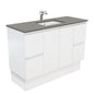 SARAH DOVE GREY 1200 Fingerpull Matte White Cab on Kick 1TH