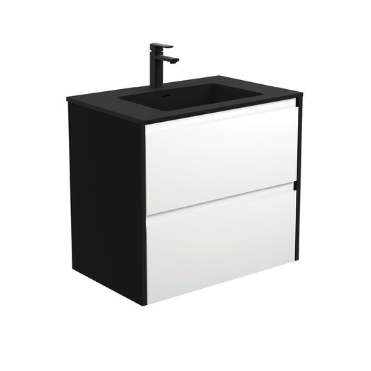 MONTANA AMATO 750 Matte White Vanity with Matte Black Panels Wall Hung 1TH