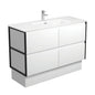 JOLI AMATO 1200 Matte White Vanity with Matte Black Frames and Kick 1TH