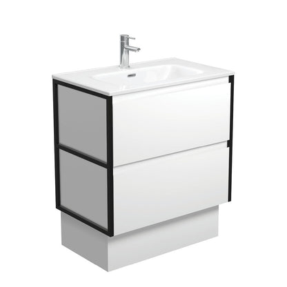 JOLI AMATO 750 Matte White Vanity with Matte Black Frames and Kick 1TH