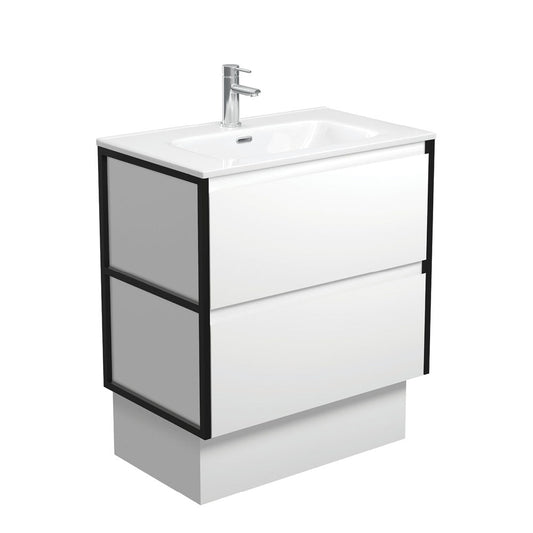 JOLI AMATO 750 Matte White Vanity with Matte Black Frames and Kick 1TH