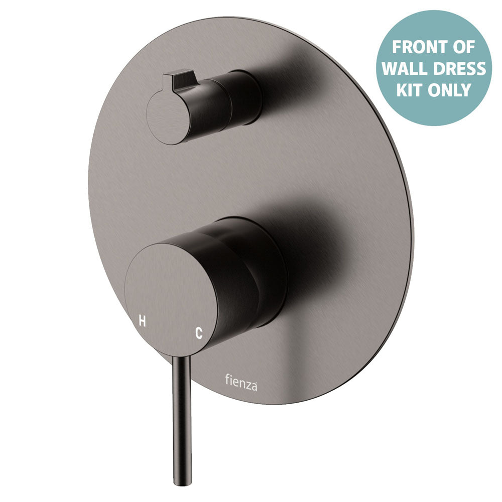 Kaya Wall Diverter Mixer Dress Kit, Large Round Plate, Gun Metal