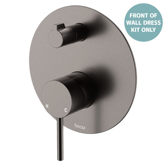 Kaya Wall Diverter Mixer Dress Kit, Large Round Plate, Gun Metal