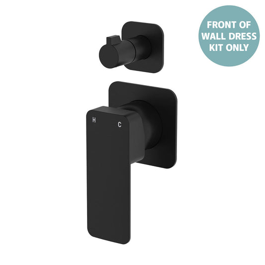 Tono Wall Diverter Mixer Dress Kit, Matte Black, Square Plates