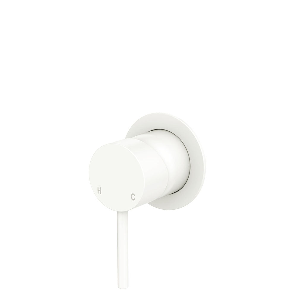 Kaya Wall Mixer, Small Round Plate, Matte White